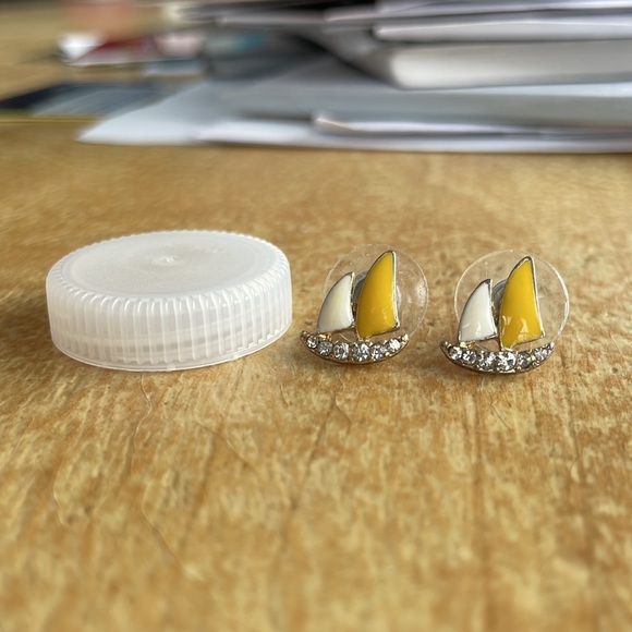Lou Lou Women Boat Earrings - Yellow/White/Silver - Picture 6 of 7